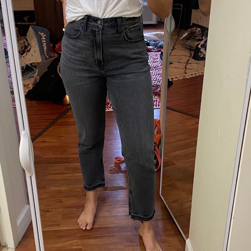 A&F curvy tall straight leg jeans